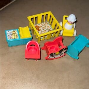 Bundle of Vintage Fisher Price Little People Nursery Set -VGC